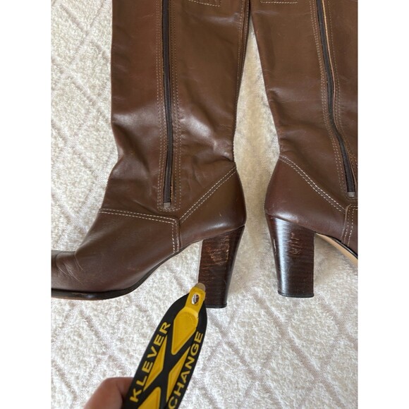 Vintage Authentic 70’s Women’s Brown Leather Knee High 3 Inch Heel Boots. 5 1/2 - Picture 7 of 16